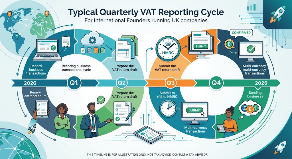 Typical quarterly timeline for UK VAT registration reporting