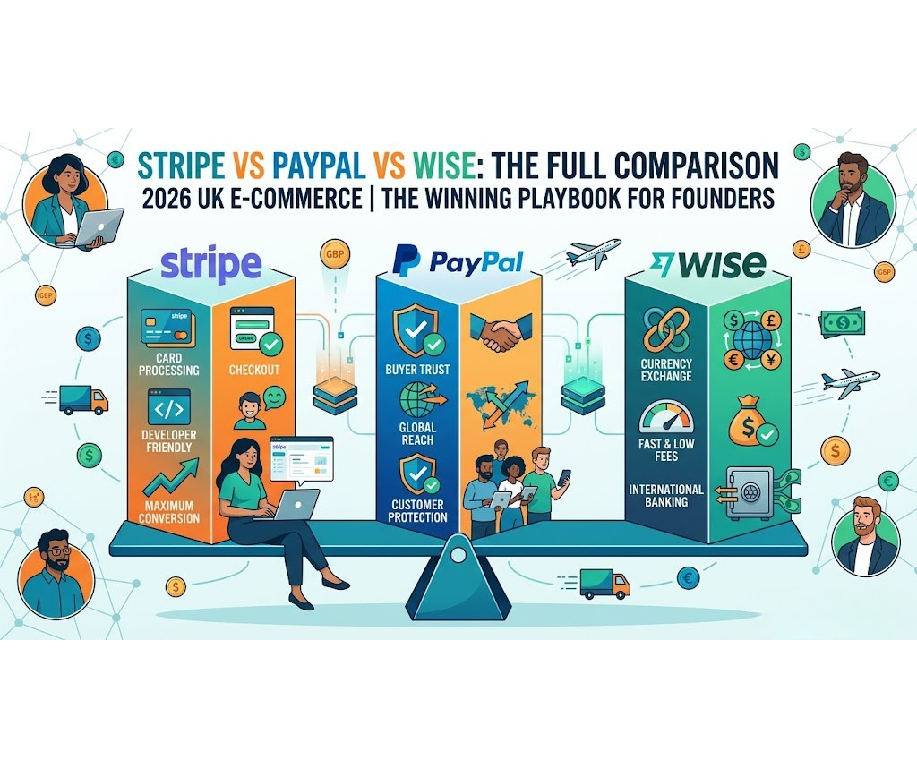 Stripe vs PayPal vs Wise comparison for UK e-commerce 2026
