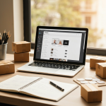 Best Shopify dropshipping suppliers 2026 — a Shopify store dashboard on a laptop with shipping boxes on a clean desk