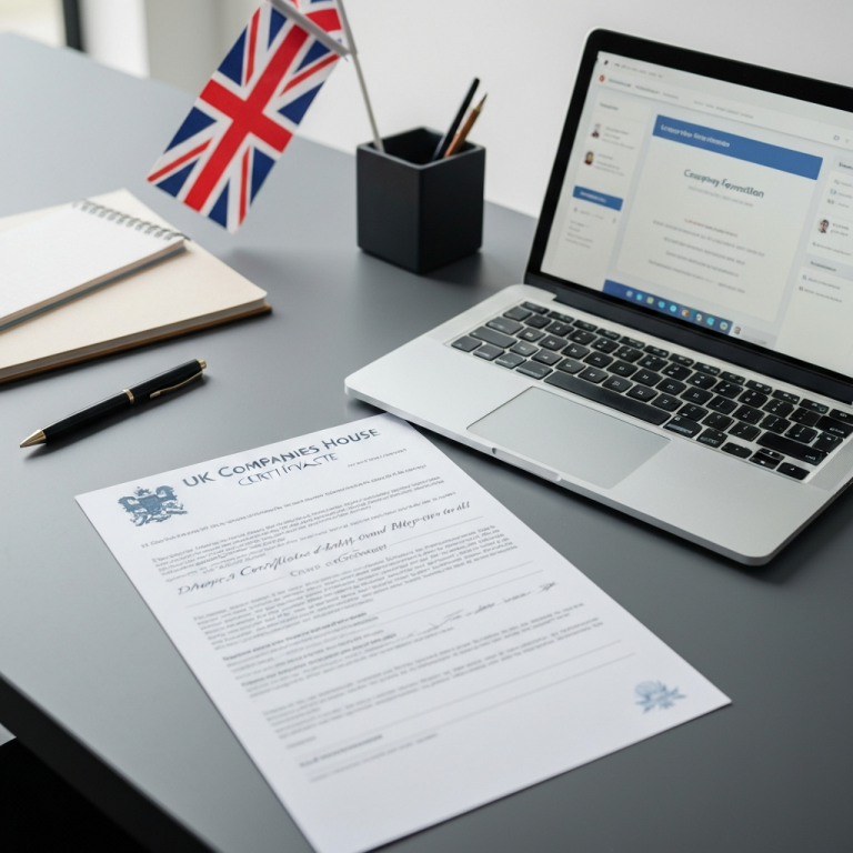 how to issue shares in a UK limited company - Companies House documents and share certificates on a desk